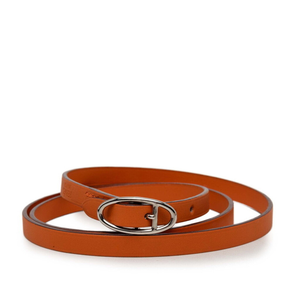 HERMES Orange Leather Charm Bracelet